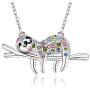 Lanqueen Sloth Necklace Rhinestone Dont Hurry Be Happy Slider Sloths Stainless Steel Pendant Jewelry Birthday for Girls Daughter Sloth Lovers