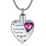 Eternalmemorial Heart Urn Necklaces for Ashes Stainless Steel Engraved Ashes Keepsake Cremation Jewlery Birthstone Necklace