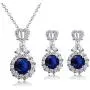 AILUOR Crown Sapphire Jewelry Set, Fashion Wedding Bridal Silver Swarovski Elements Blue Crystal Gemstone Pendant Necklace and Stud Earrings Set for Women Girl