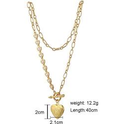 Kumshunie Heart Picture Locket Necklace Toggle Clasp Pendant 18K Gold Plated Choker Jewelry for Men Women