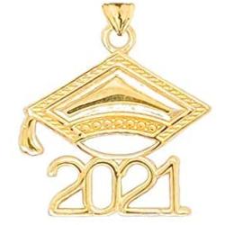 Certified 14k Gold Class of 2021 Graduation Cap Charm Pendant