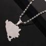 Silver Stainless Steel Bosnia and Herzegovina Map Pendant Necklaces Bosnian Maps Jewelry