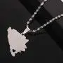 Silver Stainless Steel Bosnia and Herzegovina Map Pendant Necklaces Bosnian Maps Jewelry