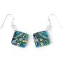 SUVANI Sterling Silver Glass Jewelry Colorful Glittering Retro Abstract Art Square Dangle Earrings
