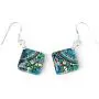 SUVANI Sterling Silver Glass Jewelry Colorful Glittering Retro Abstract Art Square Dangle Earrings