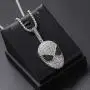 Moca Jewelry Iced Out Alien Cartoon Pendant Necklace 18K Gold Plated Bling CZ Simulated Diamond Hip Hop Rapper Chain Necklace for Men Women