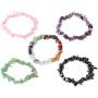 5 Pcs Natural Gemstone Chakra Crystal Healing Chip Stretch Bracelets,Gemstone Polished Irregular Crystals Stone Reiki Yoga Chipped Gravel Bead Jewelry Accessories
