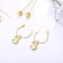 Sllaiss Sterling Silver Charm Bamboo Initial Earrings For Women Men 26 A-Z Capital Alphabet Earrings Open Half Circle Drop Dangle Letter Earrings Semi-Hoop 18K Gold Plated