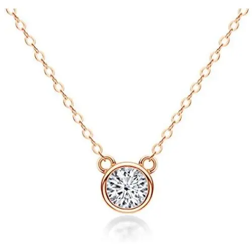 AINUOSHI 925 Sterling Silver 0.5 Carat Sparkling Cz Mouse Pendant Necklace Gifts For Women Teenage Girls(3 Colors Plated)