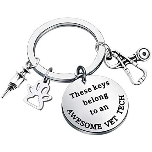 CYTING Veterinarian Keychain These Keys Belong to an Awesome Vet Tech/Nurse Keychain Appreciation Gift Veterinary Medicine Graduation Gift