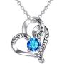 Birthstone Necklaces For Women, AEONSLOVE Sterling Silver Heart Necklace with Birthstone Heart Crystal Pendant I Love You for Always and Forever Birthstone Jewelry Gifts For Mothers Mom Grandma