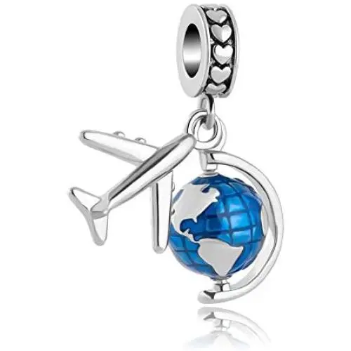 Aircraft Travel Globe Dangle Bead for Charms Bracelet Aircraft Travel Globe Dangle Bead for Charms Bracelet