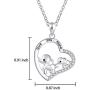 925 Sterling Silver Mother Daughter Jewelry Elephant Heart Pendant Necklace Engraved love you more for Women Girls
