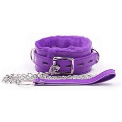 Punk PU Leather Collar Leash Neck Choker Necklace Adjustableb Chain Detachable Belt Metal O-Ringfor Women Men Cosplay Gothic Sexy Party Costume Accessory-Purple 1