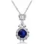 AILUOR Crown Sapphire Jewelry Set, Fashion Wedding Bridal Silver Swarovski Elements Blue Crystal Gemstone Pendant Necklace and Stud Earrings Set for Women Girl