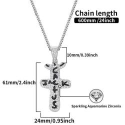 LKV Cactus Jack Cross Pendant Gold Plated Brass Necklace Iced Out Cubic Zircon Hip Hop Jewelry