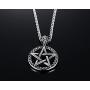 HUANIAN Stainless Steel Pentagram Pendant Necklace for Men Women Wiccan Jewelry