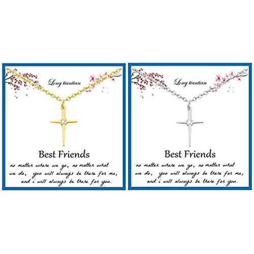 Long tiantian Best Friend Nnecklace for 2 Cute Elephant Butterfly Necklace Sun Evil Eye Cross Pendant Necklace for Girls Best Friend Necklaces Mermaid Tail Infinity Jewelry for Women