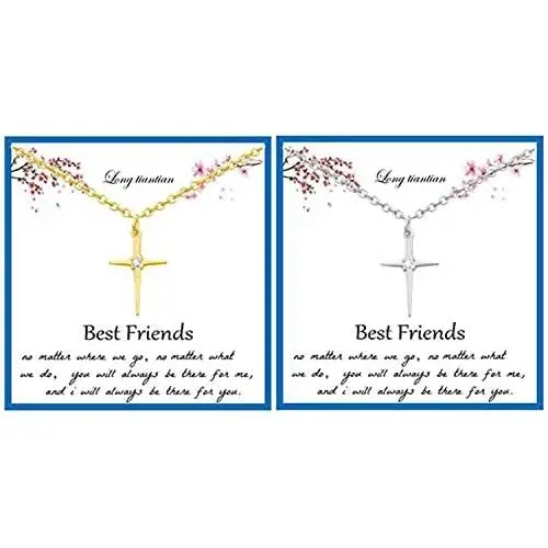 Long tiantian Best Friend Nnecklace for 2 Cute Elephant Butterfly Necklace Sun Evil Eye Cross Pendant Necklace for Girls Best Friend Necklaces Mermaid Tail Infinity Jewelry for Women