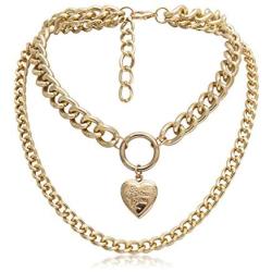 Unicra Layered Necklace Heart Pendant Choker Simple Chain Jewelry for Women and Girls
