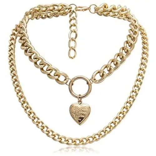 Unicra Layered Necklace Heart Pendant Choker Simple Chain Jewelry for Women and Girls Unicra Layered Necklace Heart Pendant Choker Simple Chain Jewelry for Women and Girls