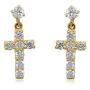 Jewelili 10K Yellow Gold 2MM and 3MM Swarovski White Cubic Zirconia Cross Dangle Earrings Jewelili 10K Yellow Gold 2MM and 3MM Swarovski White Cubic Zirconia Cross Dangle Earrings