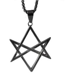 Unicursal Hexagram - Thelema Pentagram Stainless 316L - 1.5 inch (Black)