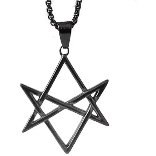 Unicursal Hexagram - Thelema Pentagram Stainless 316L - 1.5 inch (Black)