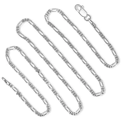 925 Sterling Silver 1.8MM Figaro Chain - Italian Necklace For Women - Lobster Claw Clasp - 16-30'' 925 Sterling Silver 1.8MM Figaro Chain - Italian Necklace For Women - Lobster Claw Clasp - 16-30''