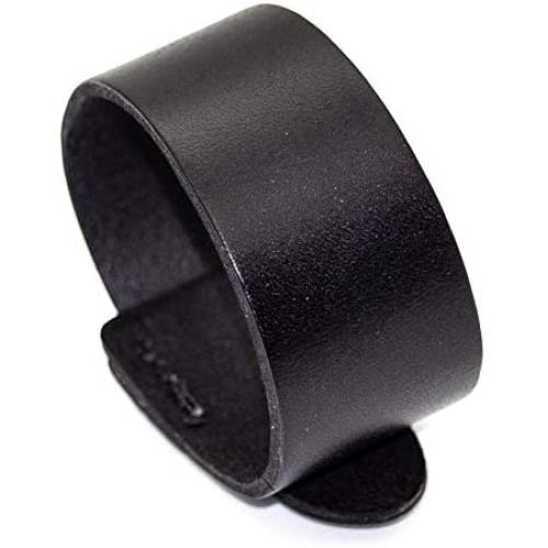 Mgutillart Punk Alloy Buckle Cuff Wristband Wide Leather Bracelet