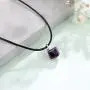 Cat Eye Jewels Swarovski Elements Crystal Black Leather Choker Square Cube Pendant Necklace for Women Girls