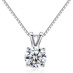 ZUYGG Cubic Zirconia Jewelry Set- 18k White Gold Plated Solitaire CZ Pendant Necklace and 0.5ct Stud Earrings for Women