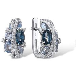 Santuzza 925 Sterling Silver Twisted Earrings Shimmering Cubic Zirconia Trendy Jewelry for Women (Amethyst/Blue Spinel)