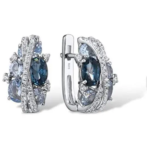 Santuzza 925 Sterling Silver Twisted Earrings Shimmering Cubic Zirconia Trendy Jewelry for Women (Amethyst/Blue Spinel) Santuzza 925 Sterling Silver Twisted Earrings Shimmering Cubic Zirconia Trendy Jewelry for Women (Amethyst/Blue Spinel)