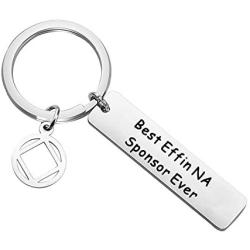BAUNA Sponsor Gift Sobriety Gift NA Sponsor Appreciation Keychain Narcotics Anonymous Jewelry Best Effin NA Sponsor Ever