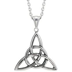 URBAN JEWELRY Vintage Stainless Steel Irish Triquetra Celtic Knot Amulet Pendant Necklace Black Silver Color, 21'' Chain