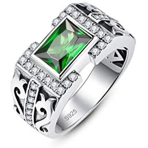 Merthus Antique Style Jewelry Synthetic Black Spinel CZ Halo 925 Sterling Silver Wedding Band Ring for Men Merthus Antique Style Jewelry Synthetic Black Spinel CZ Halo 925 Sterling Silver Wedding Band Ring for Men