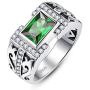 Merthus Antique Style Jewelry Synthetic Black Spinel CZ Halo 925 Sterling Silver Wedding Band Ring for Men
