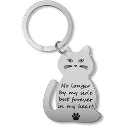 Eigso Cat Memorial Keychain No Longer by My Side But Forever in My Heart Cat Loss Sympathy Gift Cat Remembrance Gift