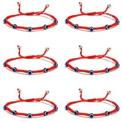 5-6 Pcs Evil Eye String Kabbalah Bracelets Hamsa Hand Hand-Woven Adjustable Red Rope Cord Thread Braided Bracelet Fatima Hand Ancient Friendship Charm Anklet for Protection and Luck Women Girl Jewelry