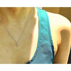 EFYTAL Small Cross Necklace for Women and Girls, Christian Gifts for Easter, First Communion, Confirmation, Baptism, Sterling Silver Dainty CZ, Tiny Pendant Jewelry, Religious Gift for Catholic Birthday
