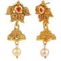 Efulgenz Indian Bollywood Traditional 14 K Gold Plated Crystal Kundan Pearl Beaded Wedding Temple Choker Necklace Earrings Jewelry Set