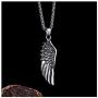 Heavstjer Punk Stainless Steel Feather Pendant Necklace,24inches Wheat Chain