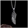 Heavstjer Punk Stainless Steel Feather Pendant Necklace,24inches Wheat Chain