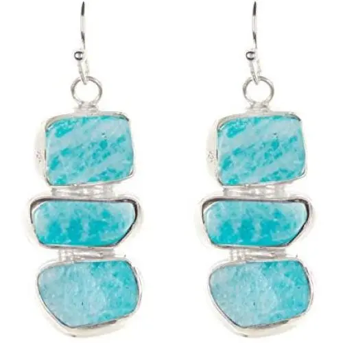 Sterling Silver With Amazonite Multi Gemstone Wholesale Fashion Jewelry Drop Earrings