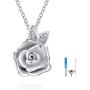 Rose Flower Urn Necklace Cremation Jewelry for Ashes S925 Sterling Silver Memorial roseflower urn Pendant Necklaces for Women