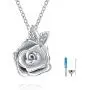 Rose Flower Urn Necklace Cremation Jewelry for Ashes S925 Sterling Silver Memorial roseflower urn Pendant Necklaces for Women