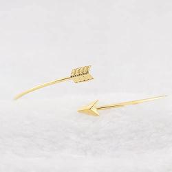 MANZHEN Adjustable Arrow Feather Upper Arm Cuff Bangle Open Armlet Armband Bracelet