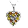Sterling Silver Multicolor Amber Heart Locket Pendant Chain 18 Inches Sterling Silver Multicolor Amber Heart Locket Pendant Chain 18 Inches