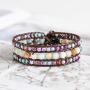 YGLINE Boho Handmade Natural Stone Bead 3 Row Wide Wrap Wrist Statment Bracelet Jewelry Collection